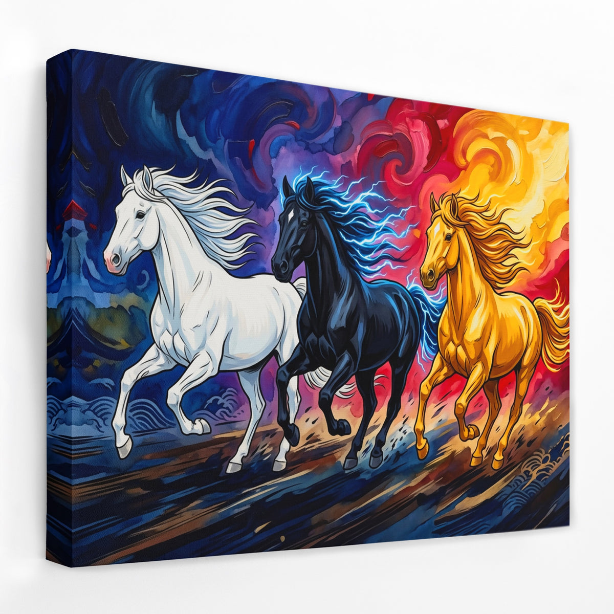 Three Horses Aflame — Three Horses Aflame Landscape   Side View   Mirror Wrap 210