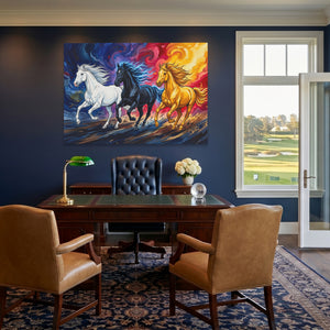 Three Horses Aflame — Three Horses Aflame Golf House Blue Land 147