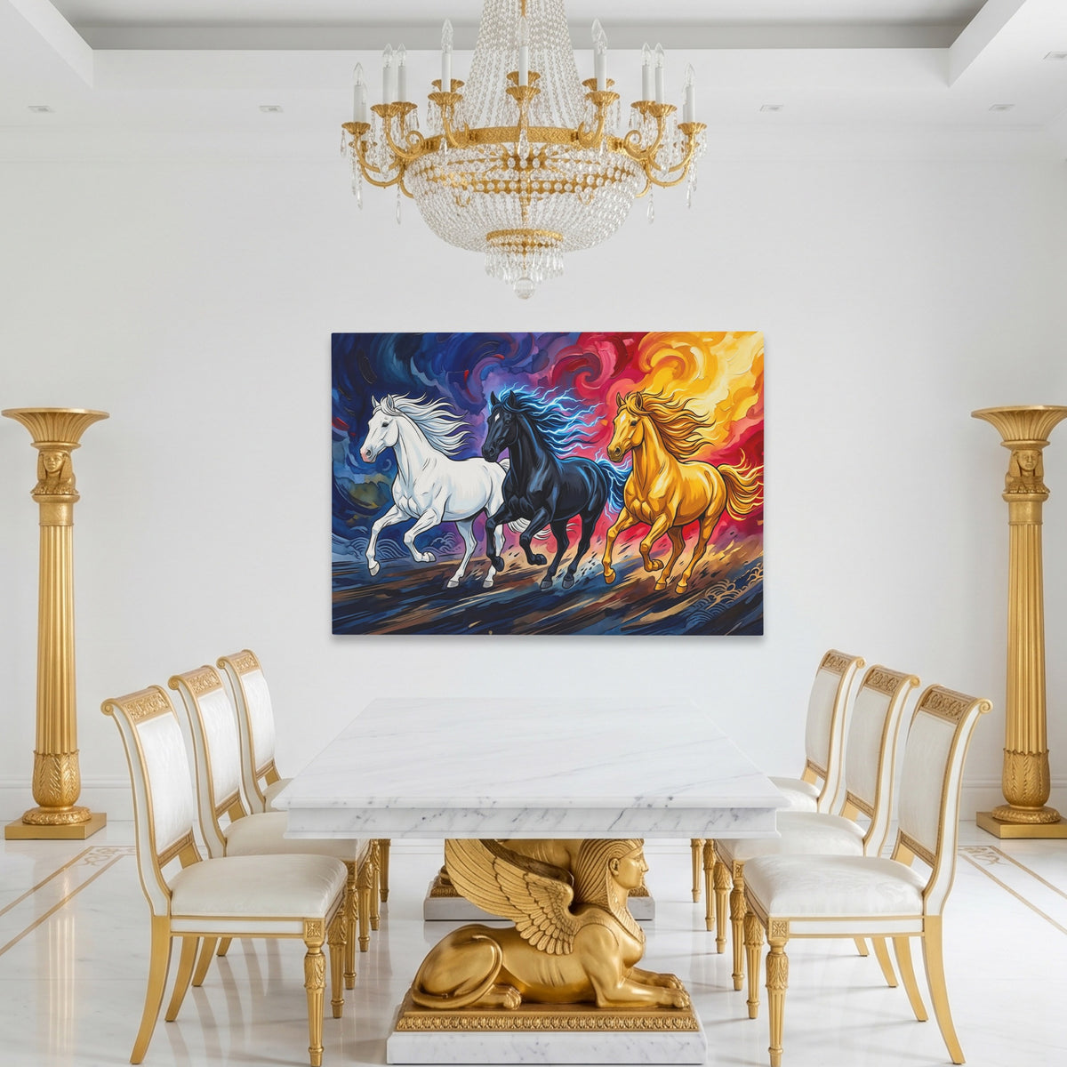 Three Horses Aflame — Three Horses Aflame Roman White Room Land 231