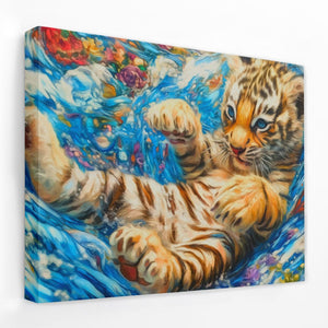 Tiger Cub in Water - Luxury Wall Art