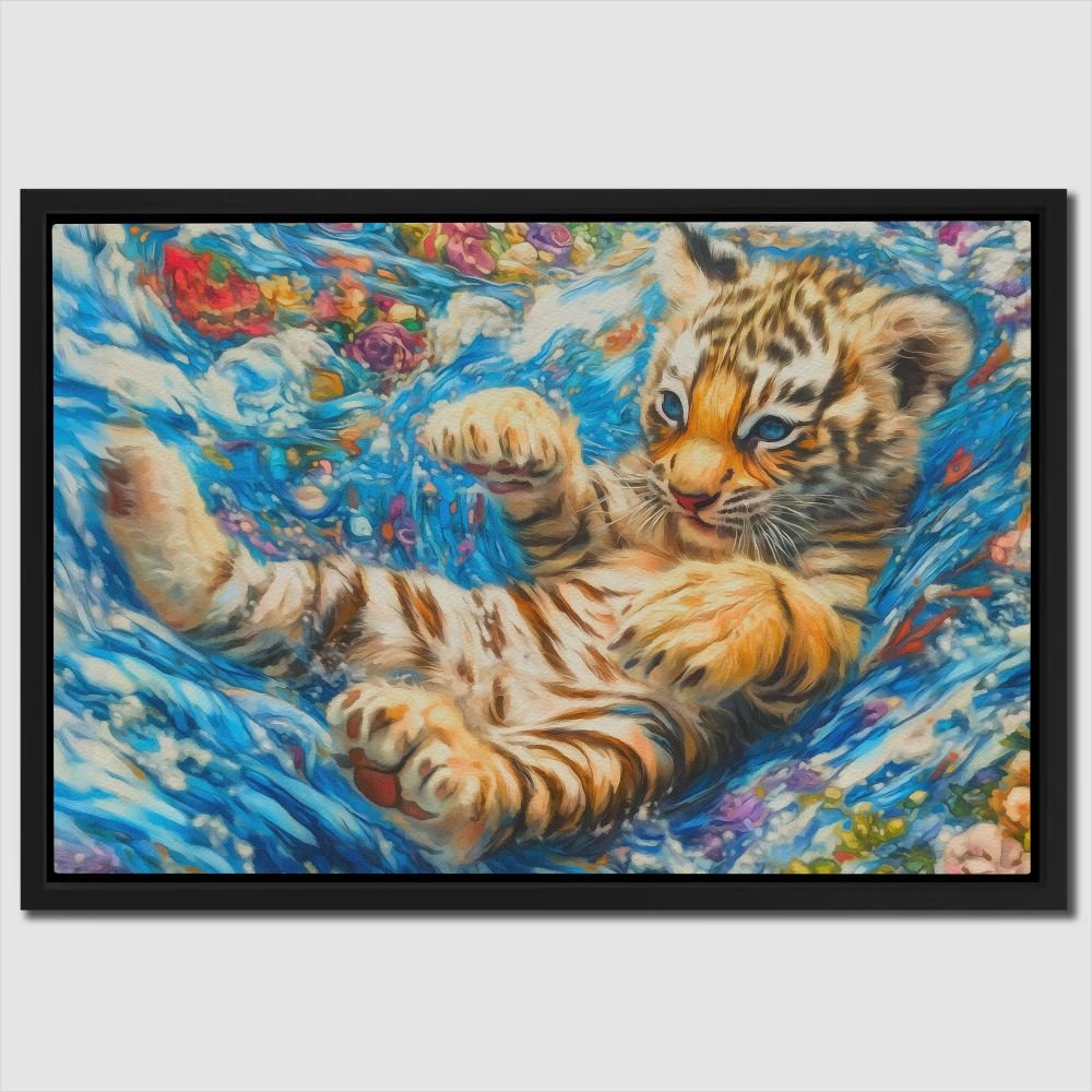 Tiger Cub in Water - Luxury Wall Art