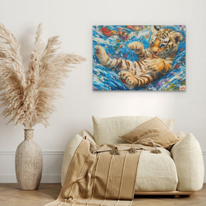 Tiger Cub in Water - Luxury Wall Art