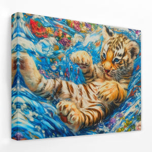 Tiger Cub in Water - Luxury Wall Art