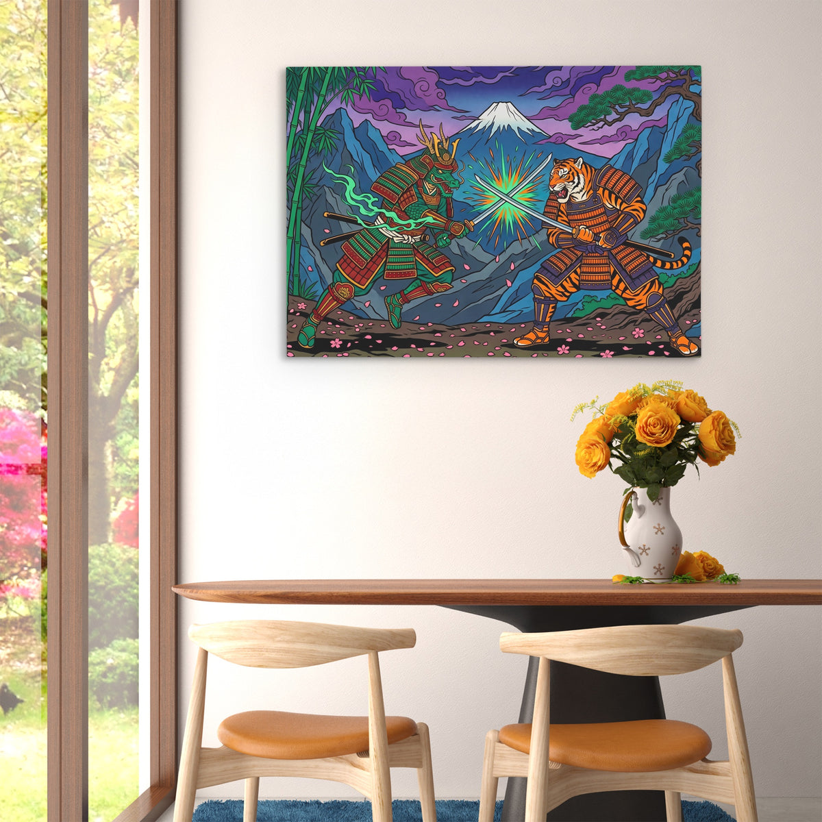 Tiger Dragon Duel — Tiger Dragon Duel Floral Dining Room   Landscape 105