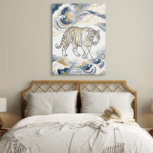 Tiger Golden Waves — tiger golden waves sq white bedroom 1port flush print