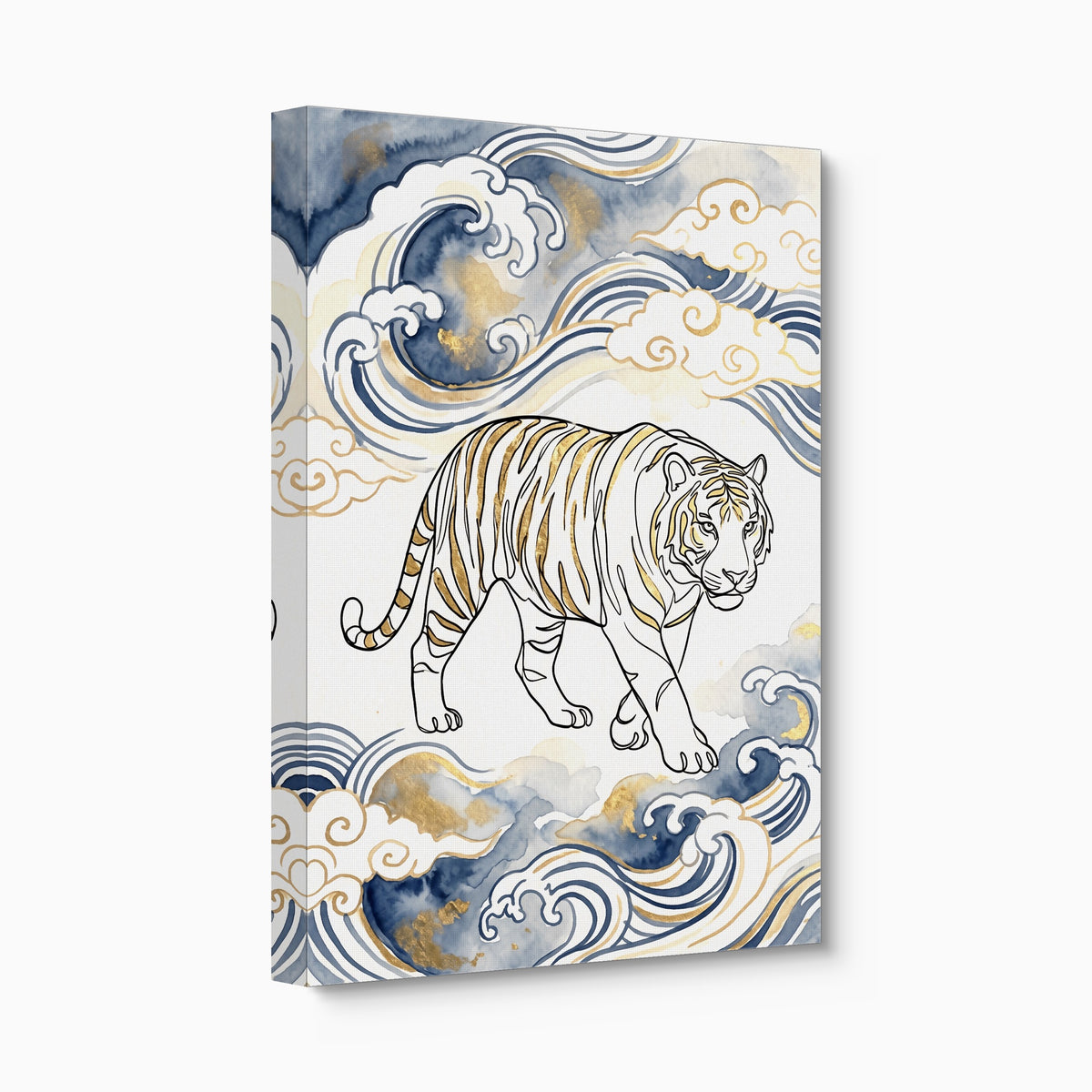 Tiger Golden Waves — tiger golden waves angled flush print