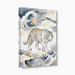 Tiger Golden Waves — tiger golden waves angled flush print