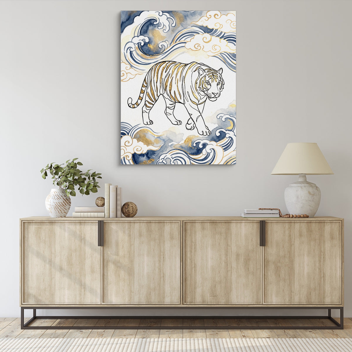 Tiger Golden Waves — tiger golden waves sq living room desk 1port flush print