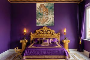 Tiger Gongbi — tiger gongbi purple bedroom with bed 1port flush print