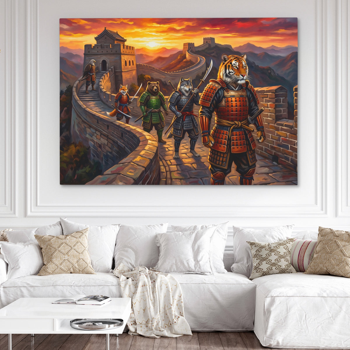 Tiger Great Wall — Tiger Great Wall White Couch and Wall 201