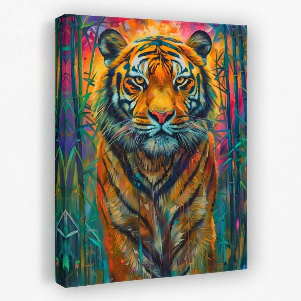Tiger in the Grass - Animals Canvas Wall Art