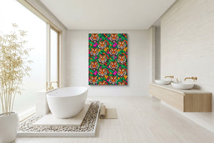 Tiger Jungle Bloom — tiger jungle bloom bathroom interior with tub 1port flush print
