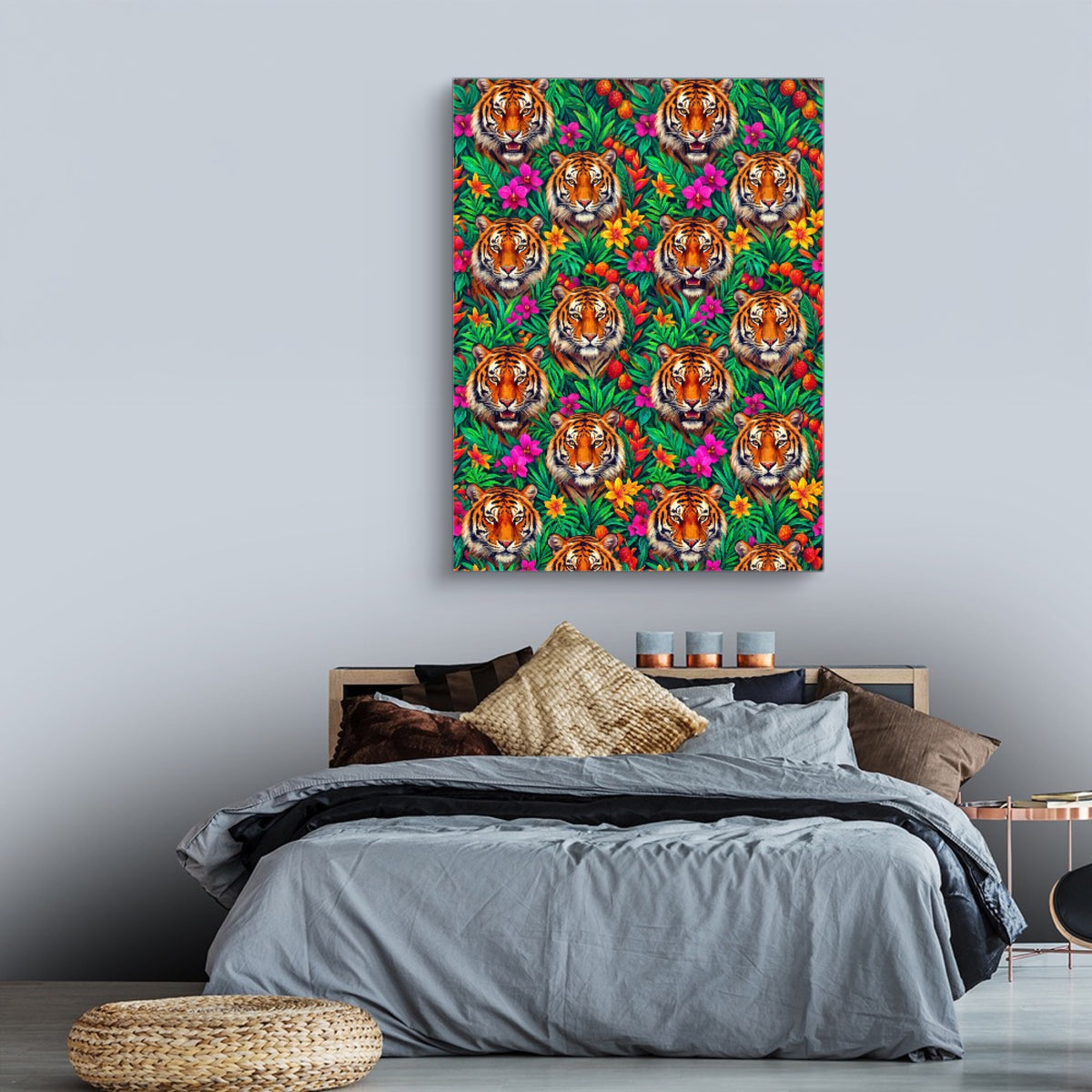 Tiger Jungle Bloom — tiger jungle bloom sq land comfortable bedroom 1port flush print