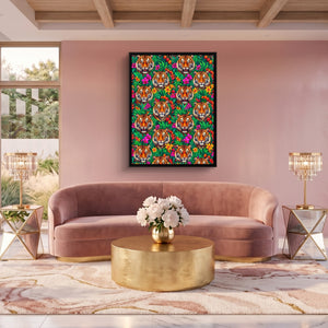 Tiger Jungle Bloom — tiger jungle bloom sq pink pleasure 1port framed black