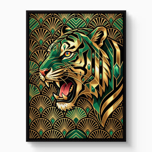 Tiger's Emerald Roar — tiger's emerald roar white studio framed black