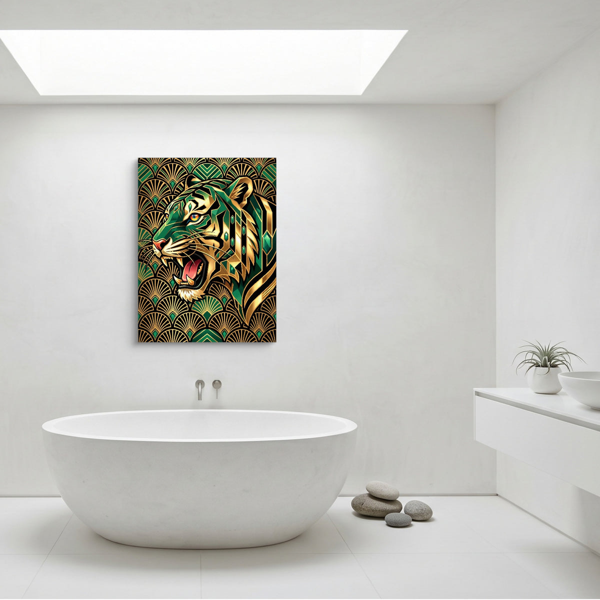 Tiger's Emerald Roar — tiger's emerald roar sq minimalist bathroom 1port flush print