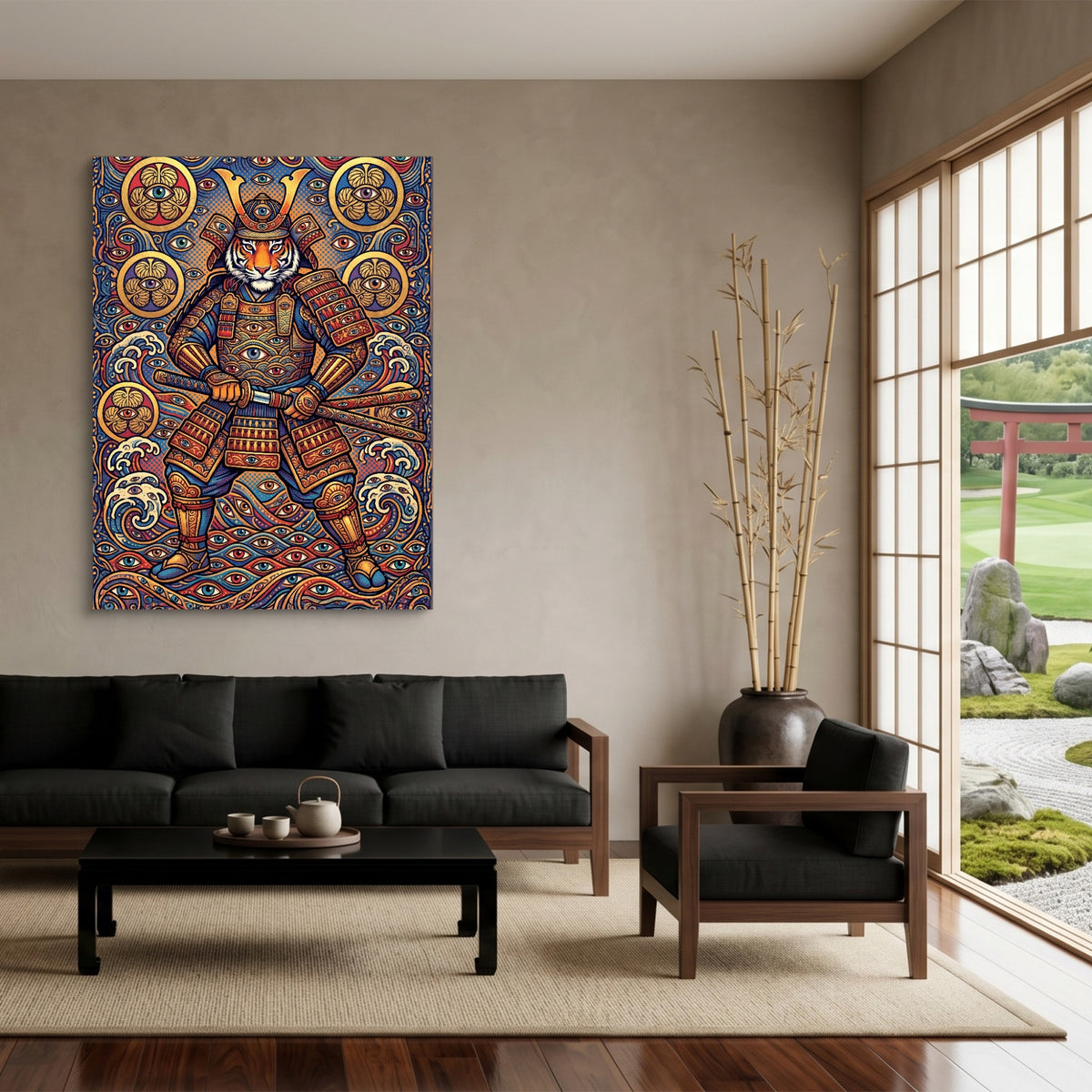 Tiger's Eye Guardian — tiger's eye guardian sq japanese garden 1port flush print