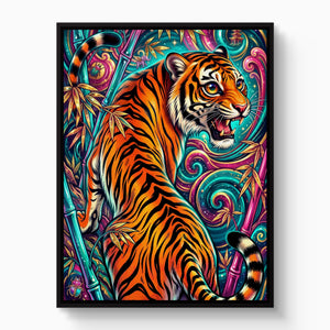 Tiger's Psychedelic Realm — tiger's psychedelic realm white studio framed black