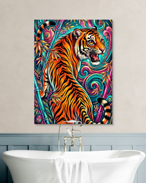 Tiger's Psychedelic Realm — tiger's psychedelic realm psd white wall green bath 1port flush print