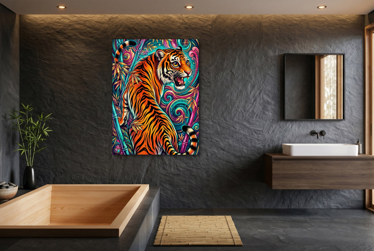 Tiger's Psychedelic Realm — tiger's psychedelic realm small bathroom interior 1port flush print