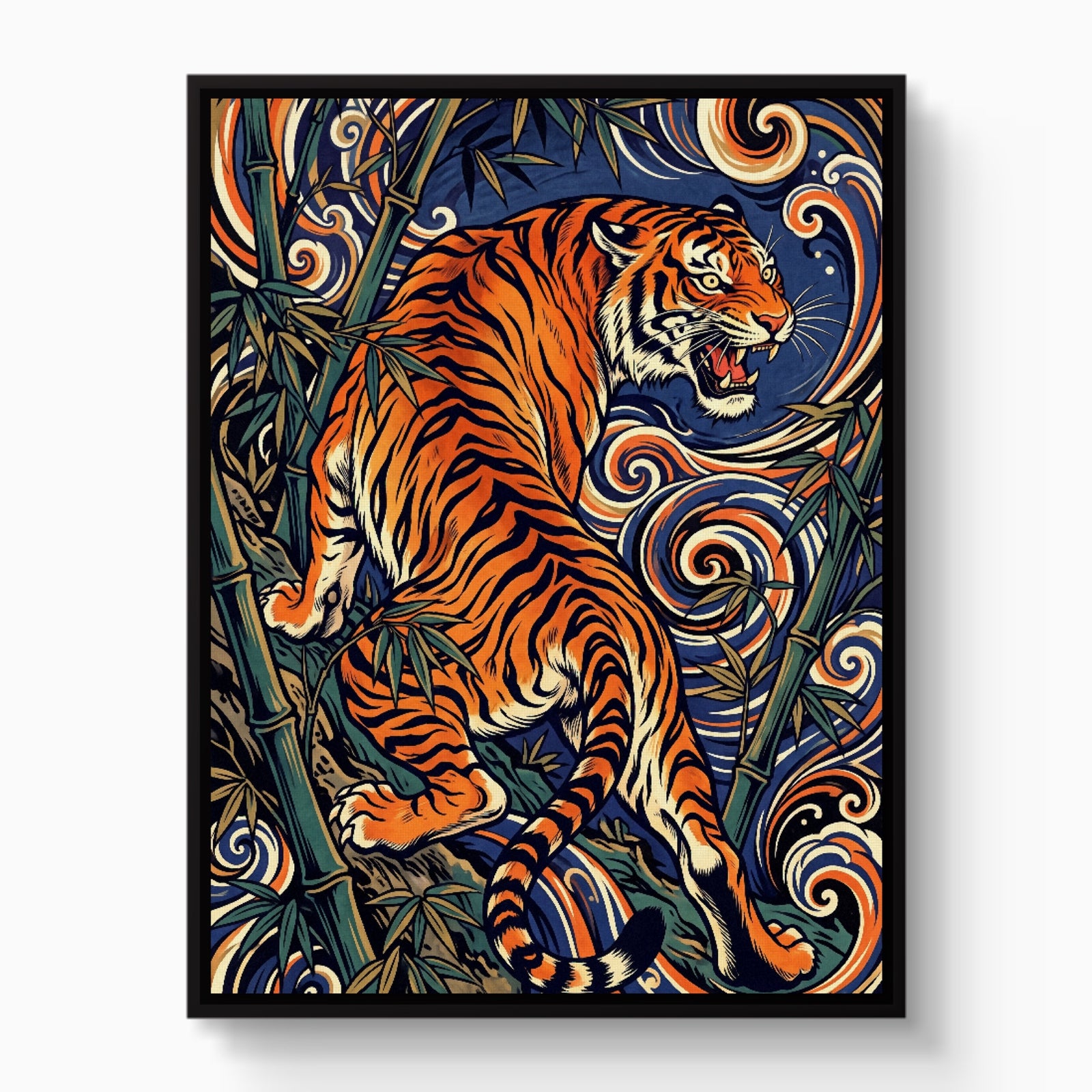 Tiger's Roar — tiger's roar white studio framed black