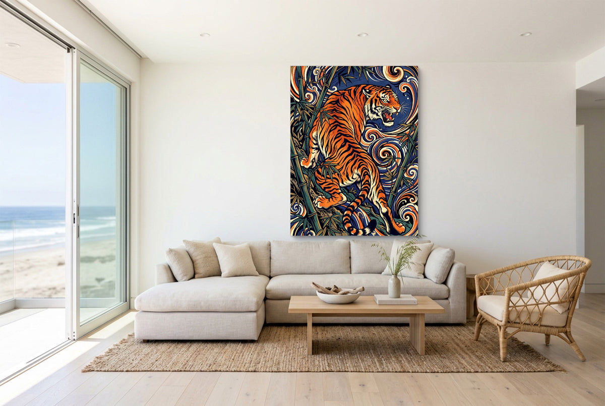 Tiger's Roar — tiger's roar living room with couch 1port flush print