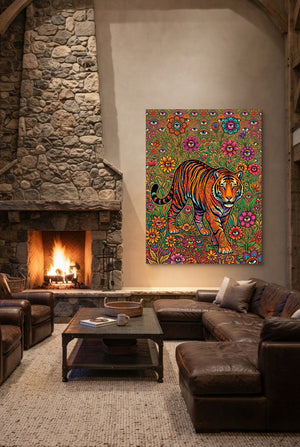 Tiger Through Watching Eyes — tiger through watching eyes p living room interior space 1port flush print