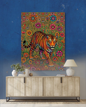 Tiger Through Watching Eyes — tiger through watching eyes psd royal blue console 1port flush print