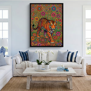 Tiger Through Watching Eyes — tiger through watching eyes sq cute livingroom 1port framed black