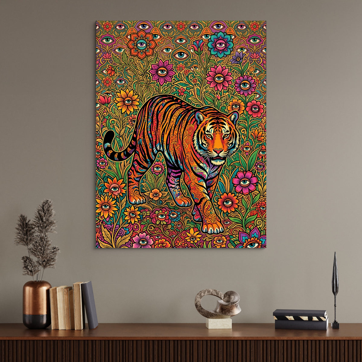 Tiger Through Watching Eyes — tiger through watching eyes sq office desk wall 1port flush print