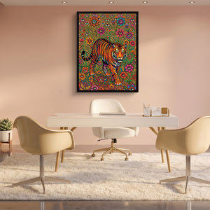 Tiger Through Watching Eyes — tiger through watching eyes sq pink office 1port framed black