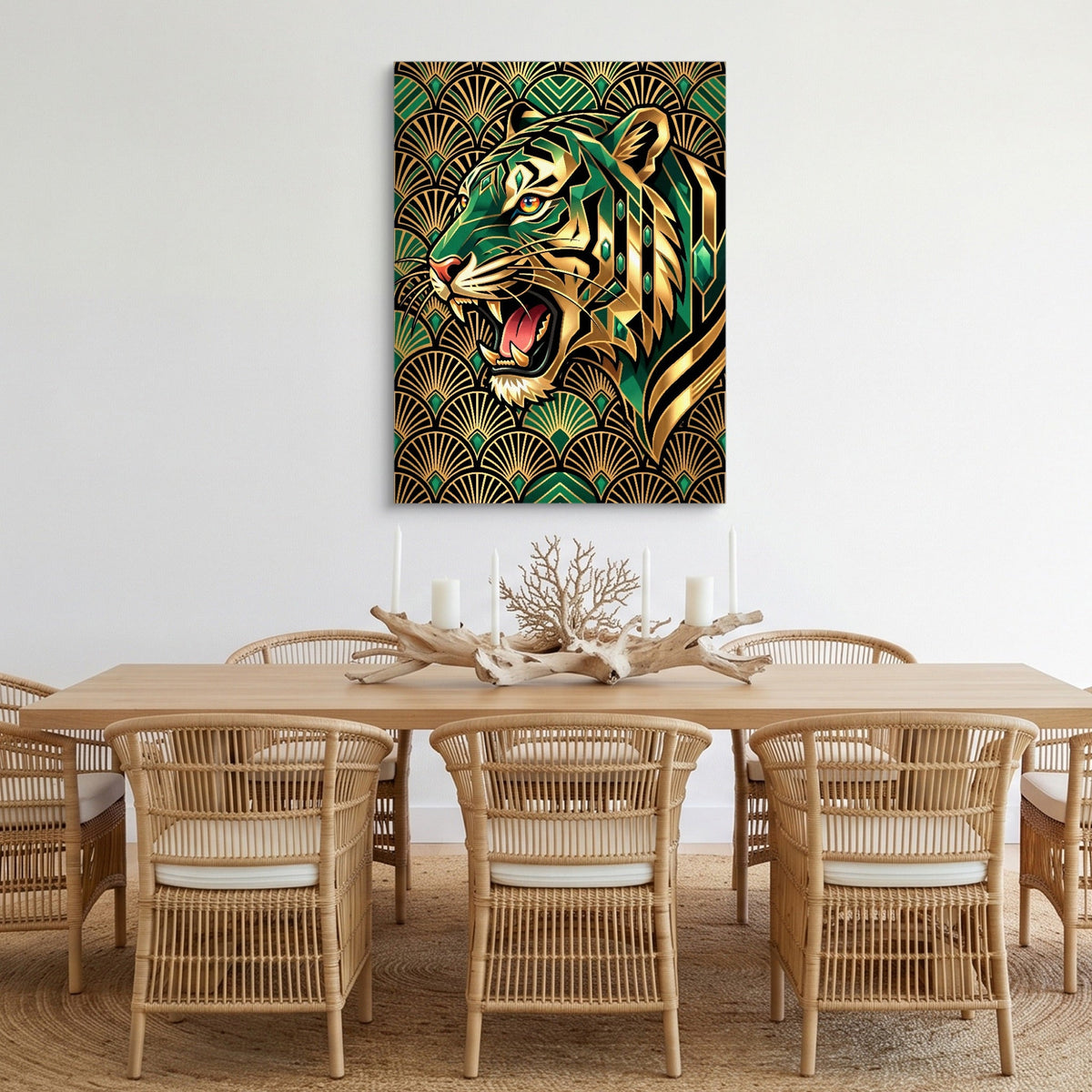 Tiger's Emerald Roar - Luxury Wall Art