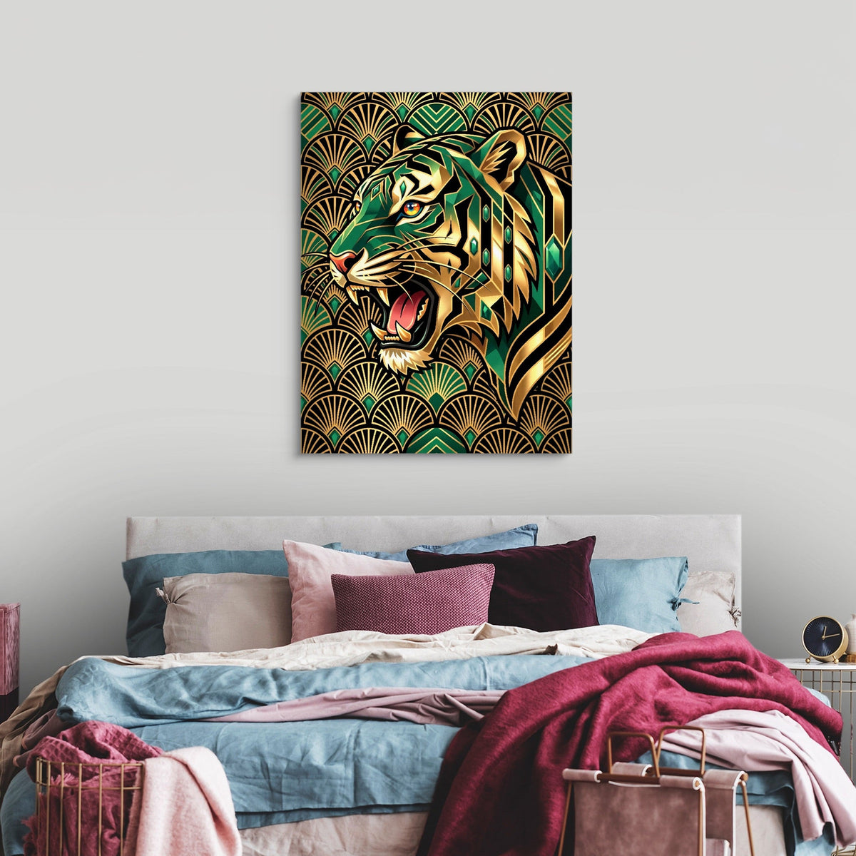 Tiger's Emerald Roar - Luxury Wall Art