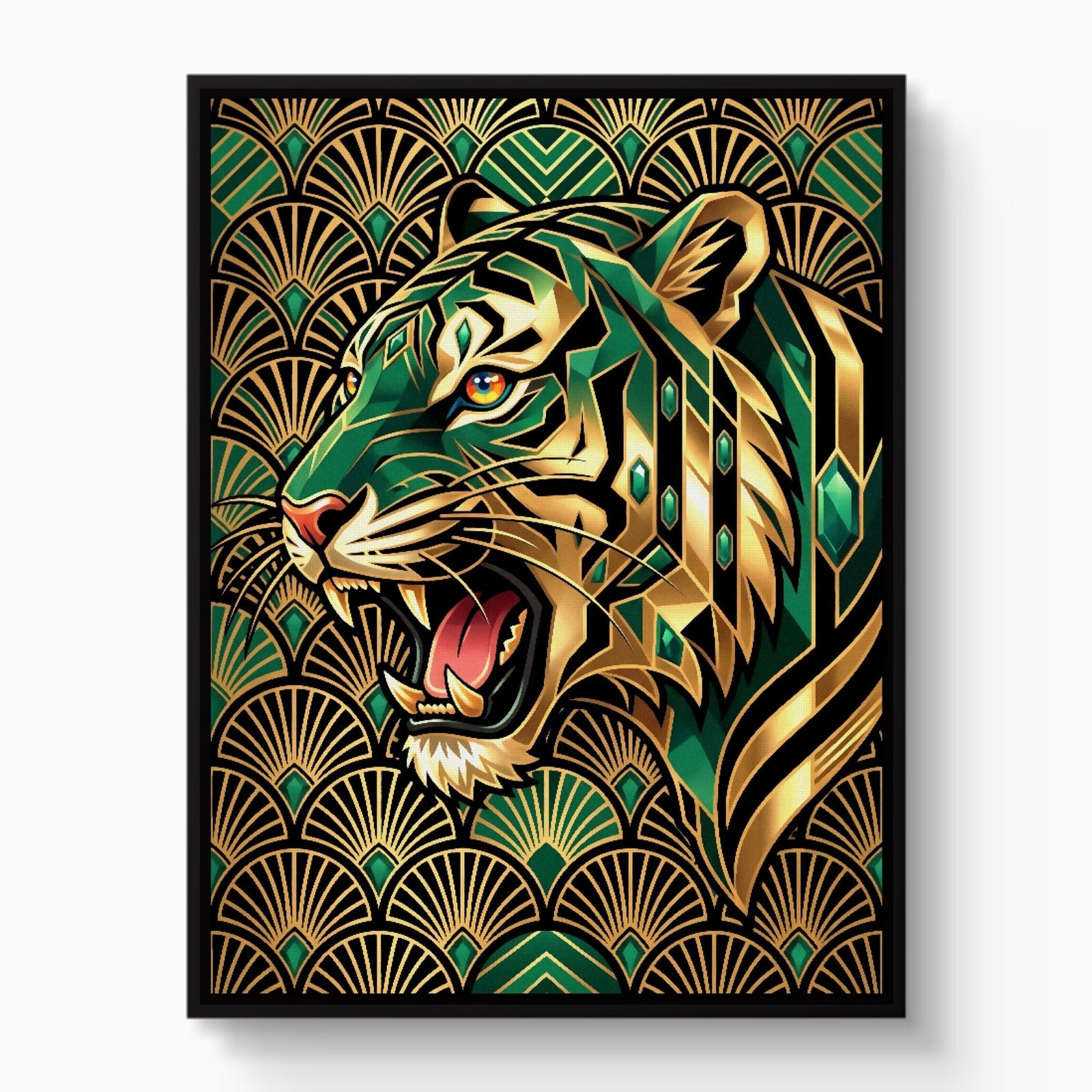 Tiger's Emerald Roar - Luxury Wall Art