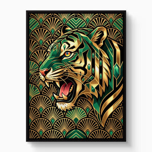 Tiger's Emerald Roar - Luxury Wall Art