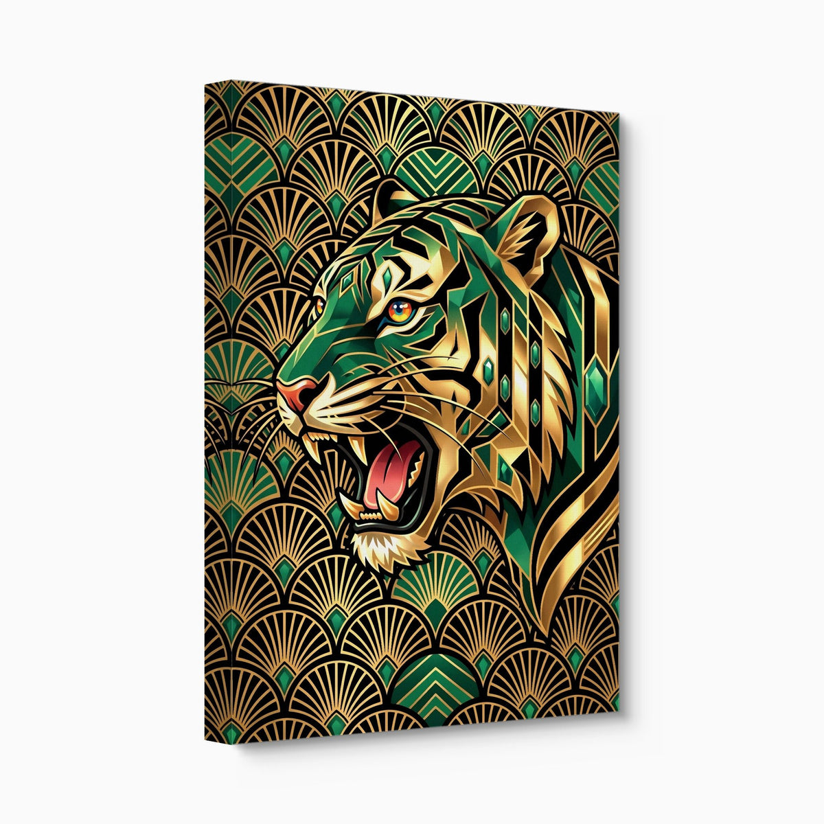 Tiger's Emerald Roar - Luxury Wall Art