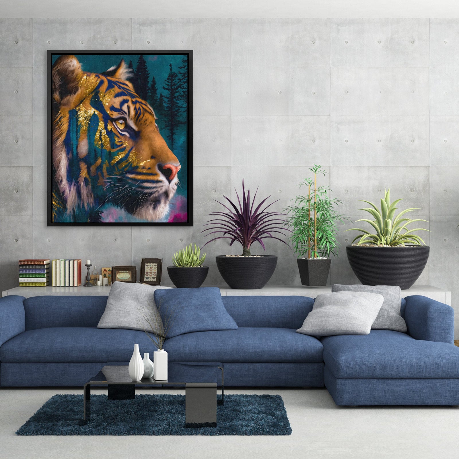 Tiger's Starlit Hunt - Luxury Wall Art