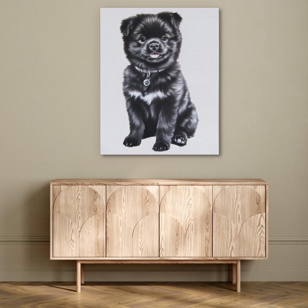 Tiny Pup with Paw Tag - Luxury Wall Art