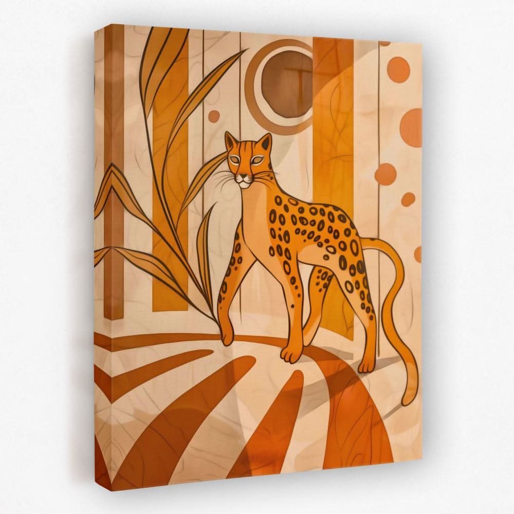 Tiptoeing Leopard - Animals Canvas Wall Art