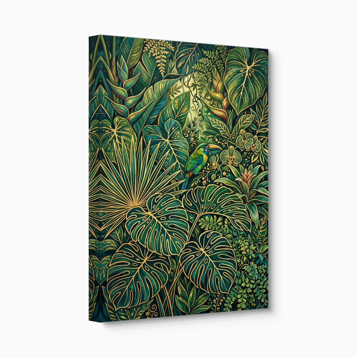 Toucan Jungle Gold — toucan jungle gold angled flush print