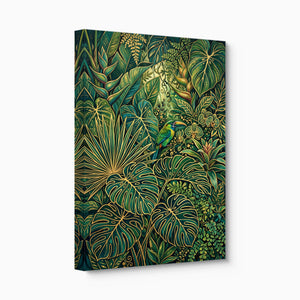 Toucan Jungle Gold — toucan jungle gold angled flush print