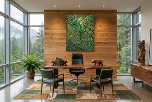Toucan Jungle Gold — toucan jungle gold office with wooden desk 1port flush print