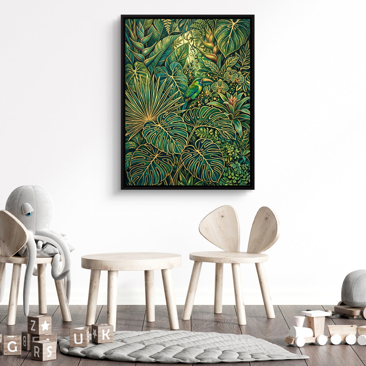 Toucan Jungle Gold — toucan jungle gold sq kids room 1 1port framed black