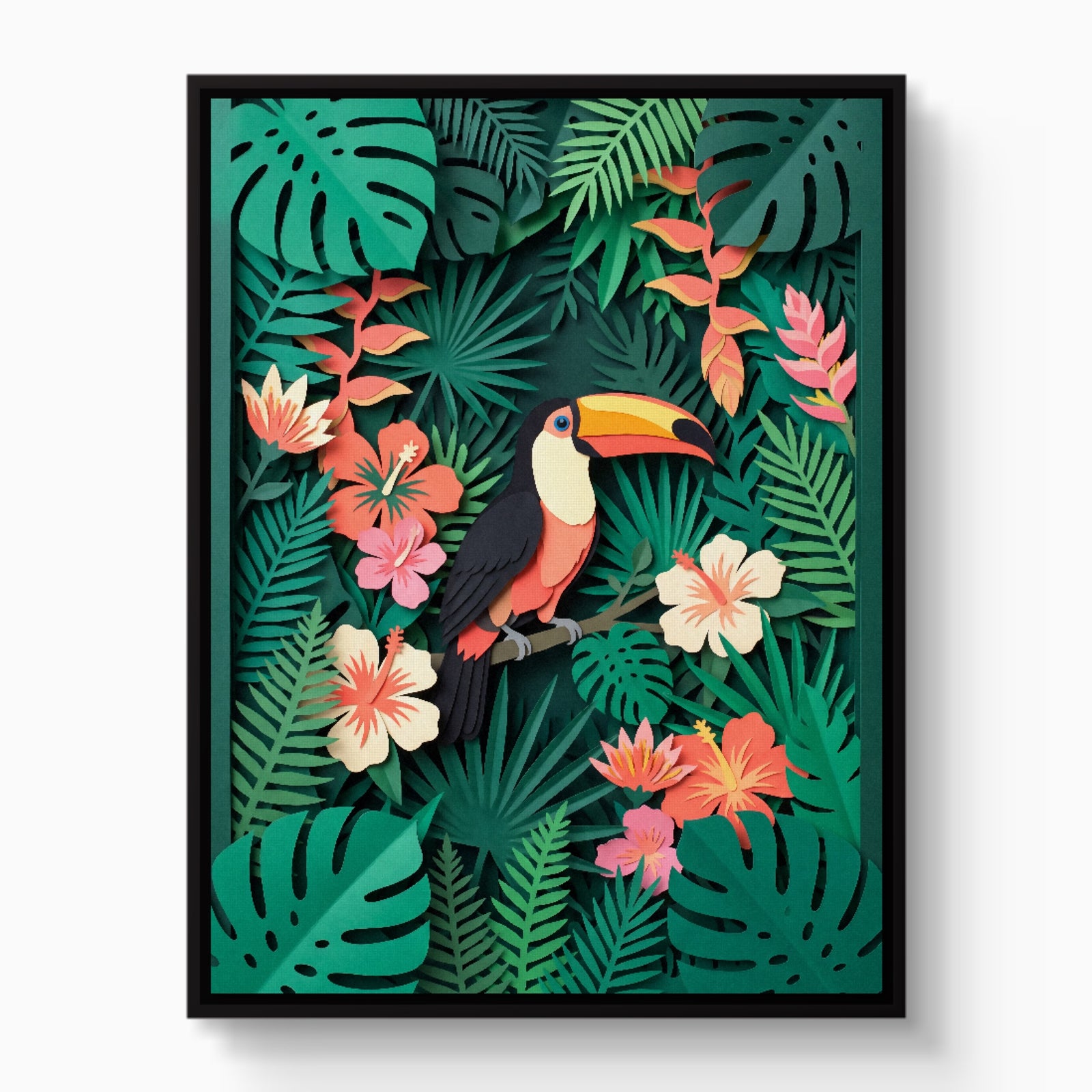 Toucan Papercut — toucan papercut white studio framed black