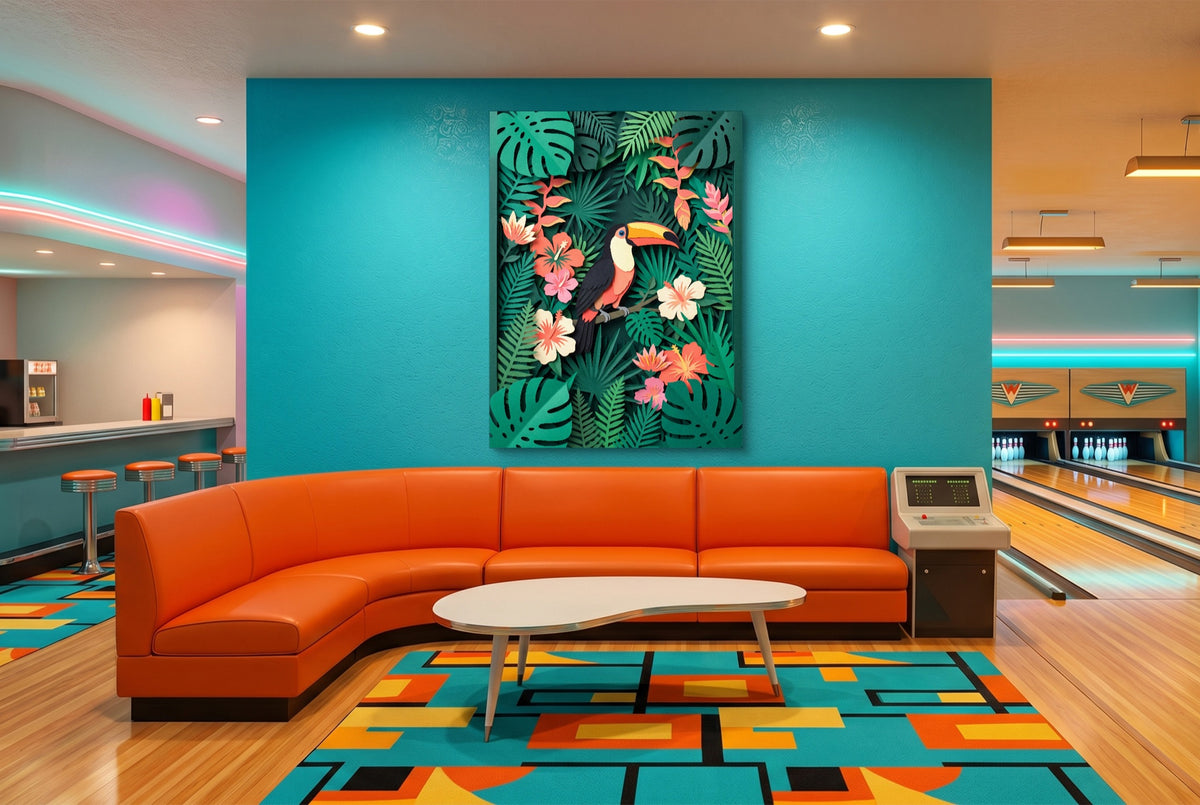 Toucan Papercut — toucan papercut indoor recreational space 1port flush print