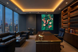 Toucan Papercut — toucan papercut office with city view 4 1port flush print