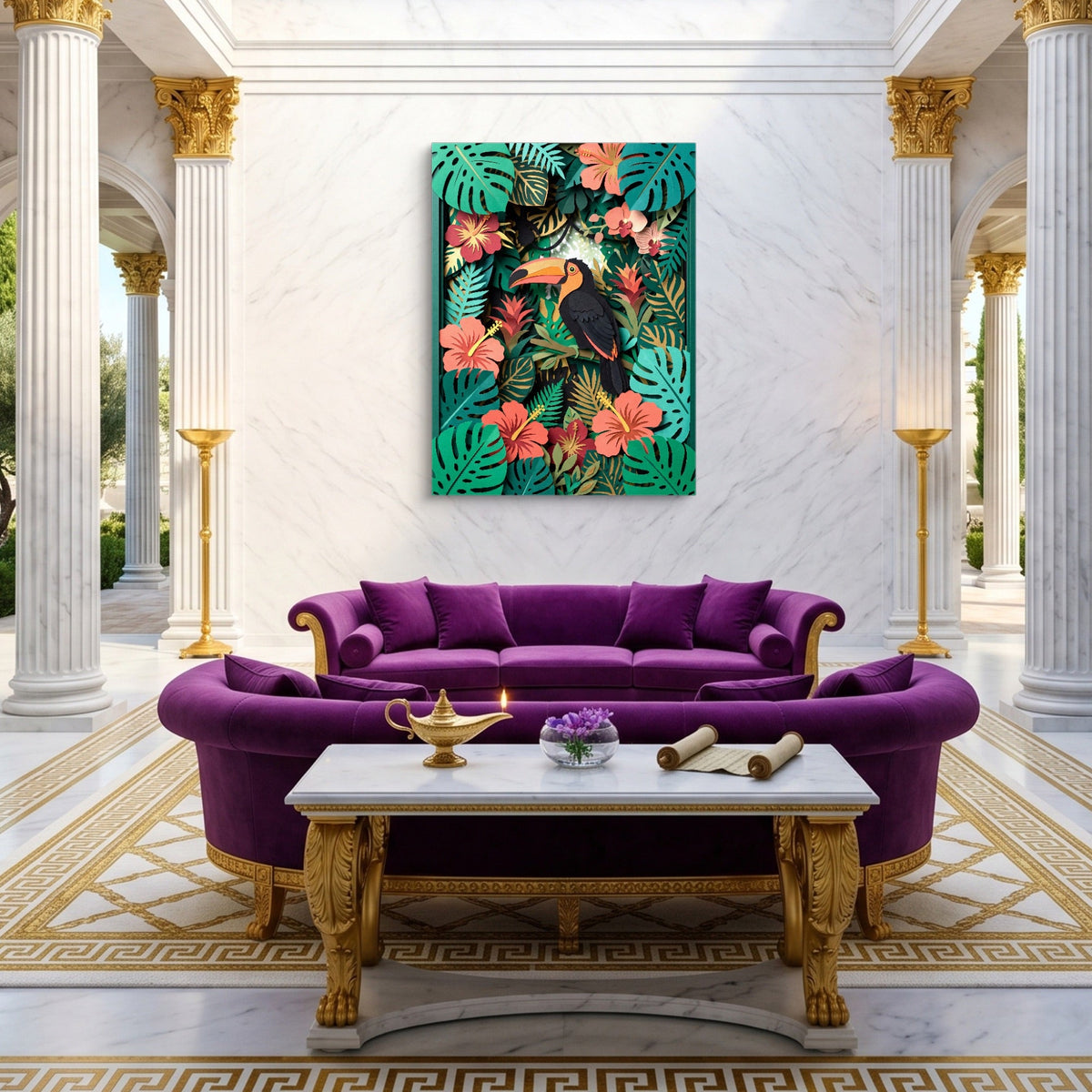 Toucan Tropical Papercut - Luxury Wall Art