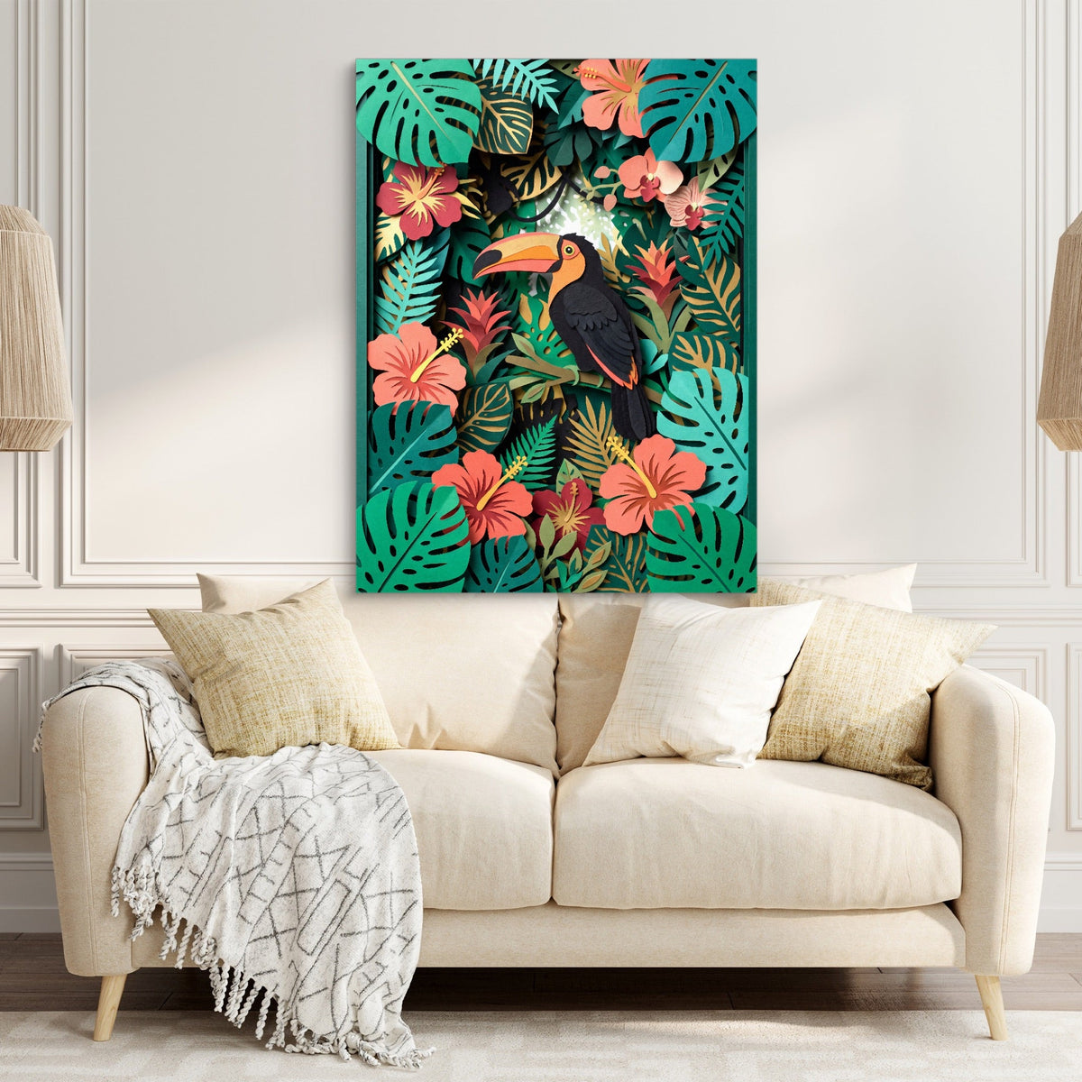 Toucan Tropical Papercut - Luxury Wall Art
