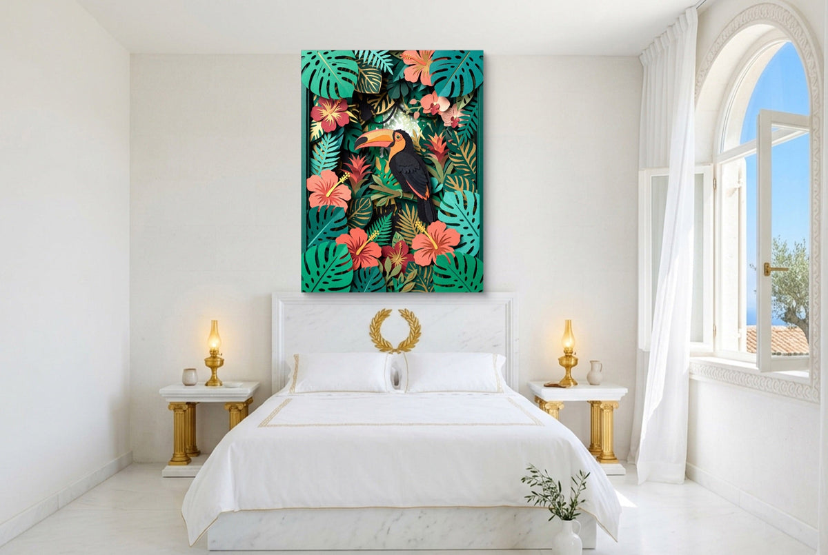 Toucan Tropical Papercut - Luxury Wall Art