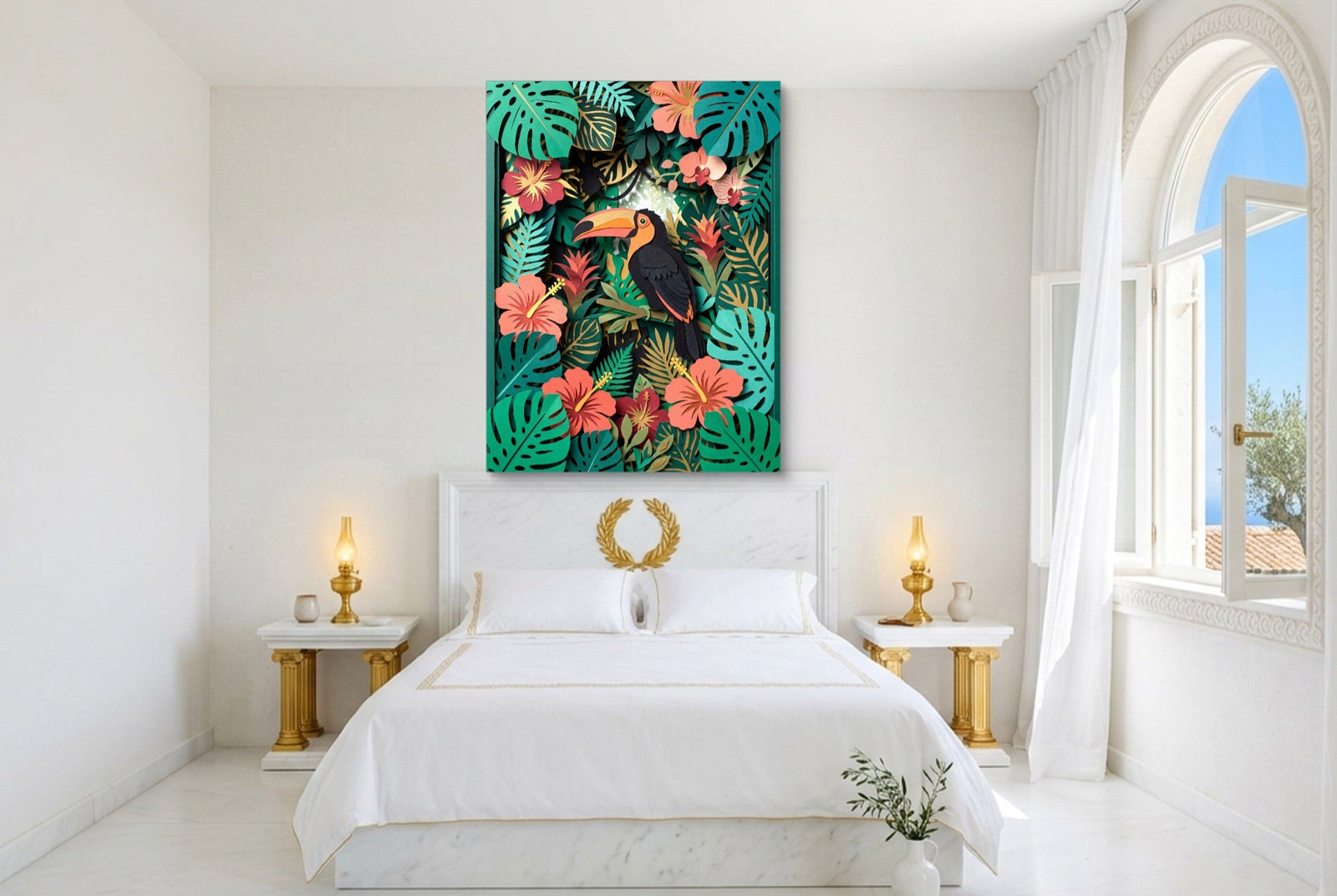 Toucan Tropical Papercut - Luxury Wall Art